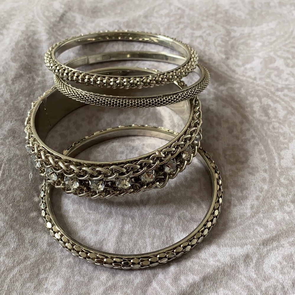 Silver stackable bangle  bracelets